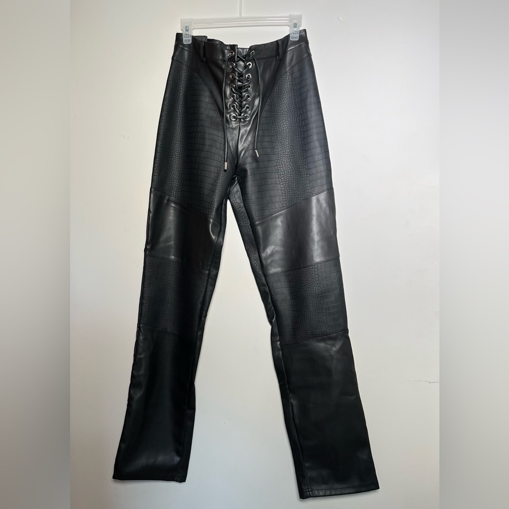 Maniére De Voir Faux Leather Trousers